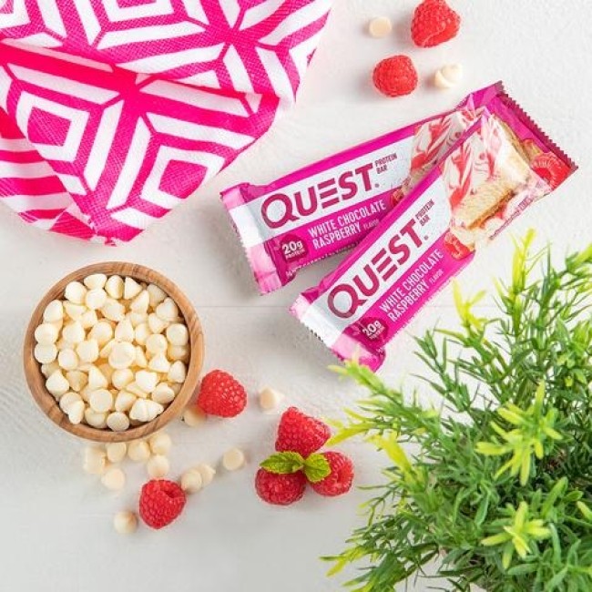 Quest Protein Bar, Baton Proteic, Cu Aroma De Ciocolata Alba Si Zmeura, 60g