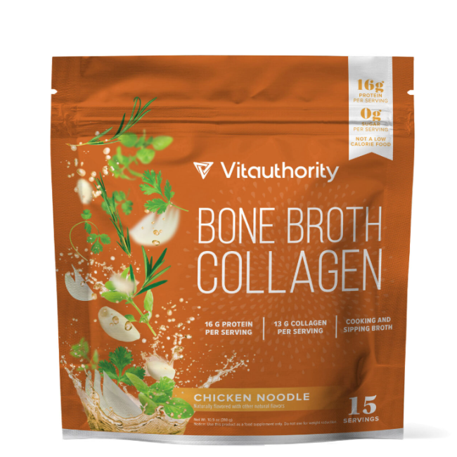 Vitauthority Bone Broth Collagen Cu Aroma Naturala De Supa De Pui, 310 G Vitauthority Bone Broth Collagen Cu Aroma Naturala De Supa De Pui, 310 G
