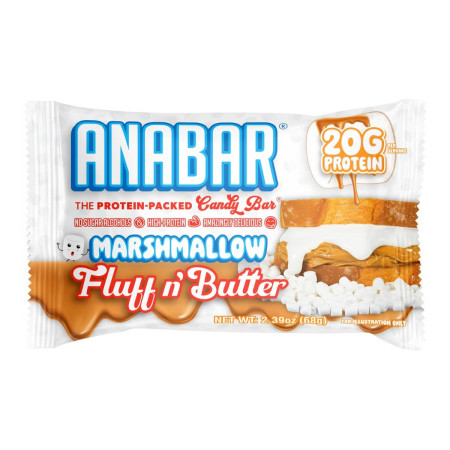 Anabar Protein Candy Bar Marshmallow Fluff N' Butter, Baton Proteic Cu Gust De Crema De Bezele Si Unt De Arahide, 68 G