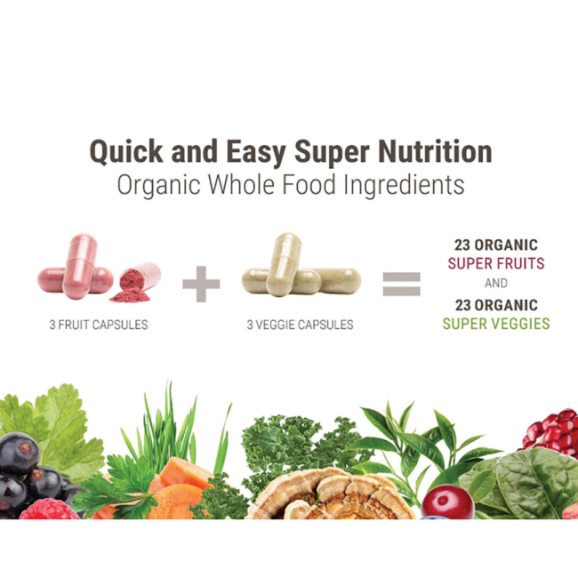 Terra Kai Organics Juce Super Fruits And Veggies, Complex De Fructe Si Legume Organice, 180 Cps Terra Kai Organics Juce Super Fruits And Veggies, Complex De Fructe Si Legume Organice, 180 Cps