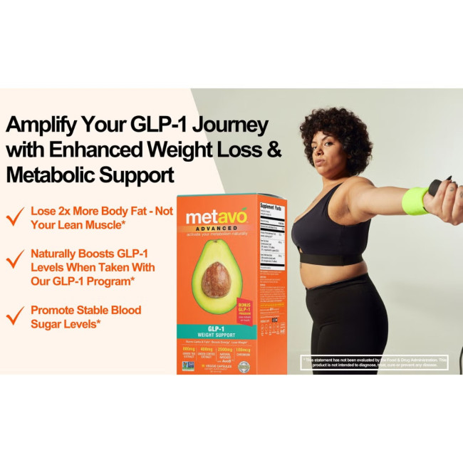 Metavo Advanced Glp-1 Weight Support, Formula Avansata Pentru Managementul Greutatii Cu Avob, 180 Cps