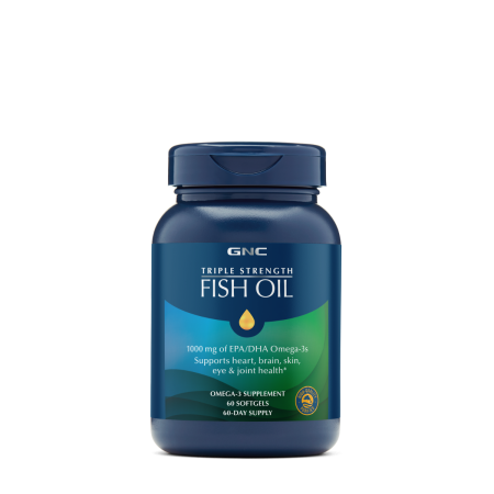 Gnc Triple Strength Fish Oil, Ulei De Peste 1000 Mg Omega 3 Epa Si Dha, 60 Cps