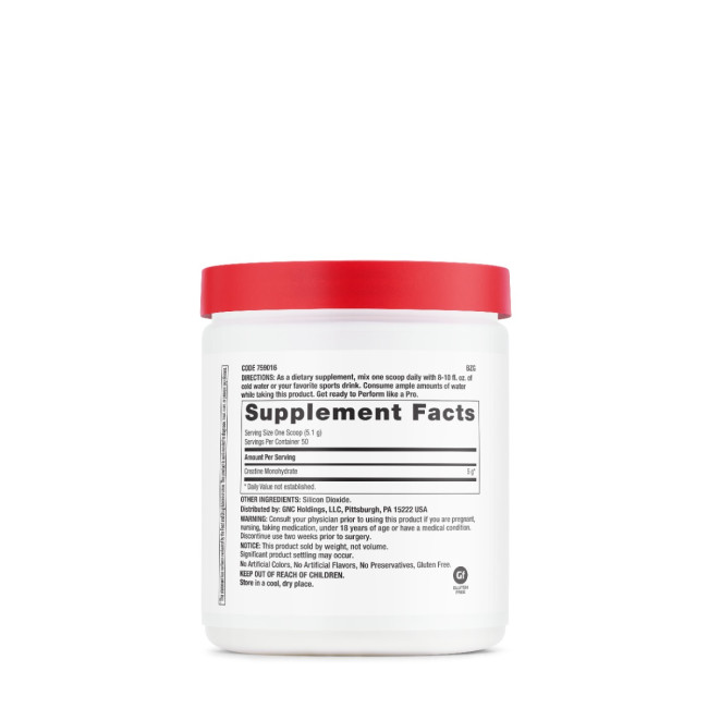GNC Pro Performance® Creatine Monohydrate, Creatina Monohidrata fara aroma pentru sustinerea musculaturii si a functiei cognitive, 255 g