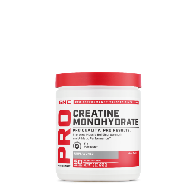 GNC Pro Performance® Creatine Monohydrate, Creatina Monohidrata fara aroma pentru sustinerea musculaturii si a functiei cognitive, 255 g