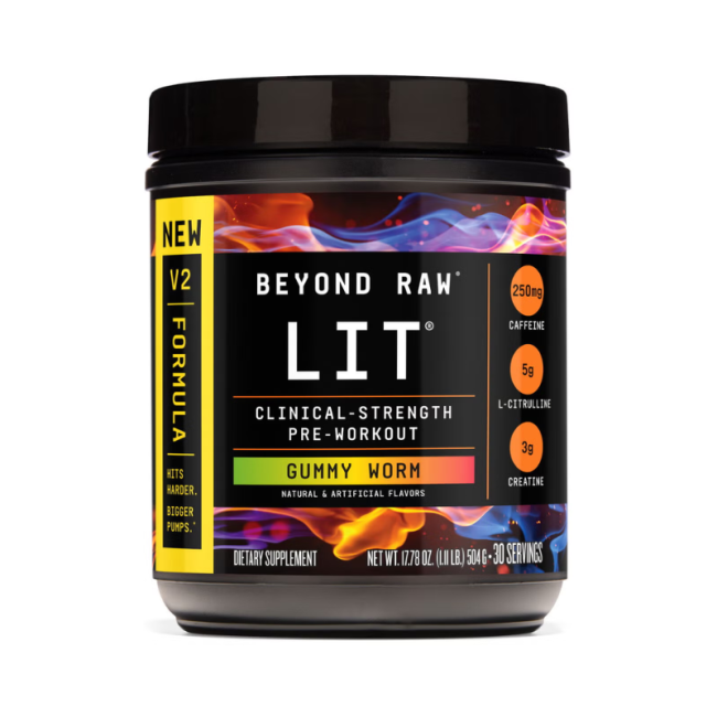 Gnc Beyond Raw Lit V2 Pre-workout With Gummy Worm Flavor, Pre-workout Cu Aroma De Jeleuri, 504 G