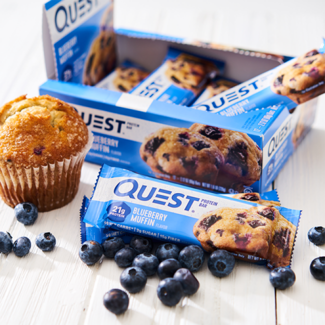 Quest Protein Bar, Baton Proteic, Cu Aroma De Briose Cu Afine, 60g Quest Protein Bar, Baton Proteic, Cu Aroma De Briose Cu Afine, 60g