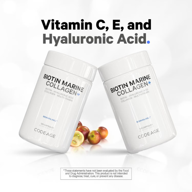 Codeage Biotin Marine Collagen+formula Completa Cu Colagen Marin Si Acid Hyaluronic, 120 Cps