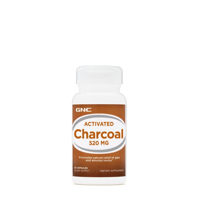 Gnc Activated Charcoal 520mg, Carbune Activ, 60 Cps