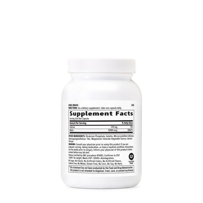 Gnc Biotin 5000 Mcg, Biotina, 120 Cps Gnc Biotin 5000 Mcg, Biotina, 120 Cps