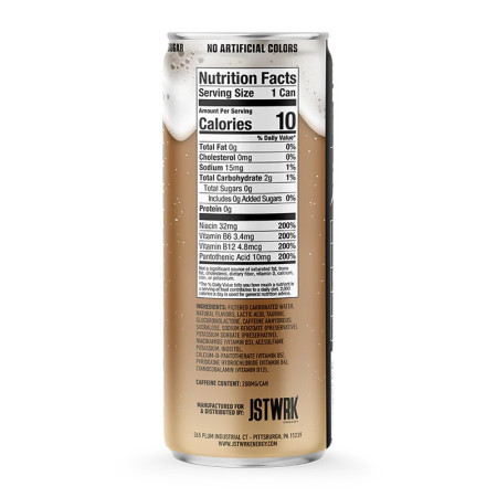 Jst Wrk Energy Drink, Bautura Energizanta Carbogazoasa Cu Aroma De Cream Soda, 355 Ml