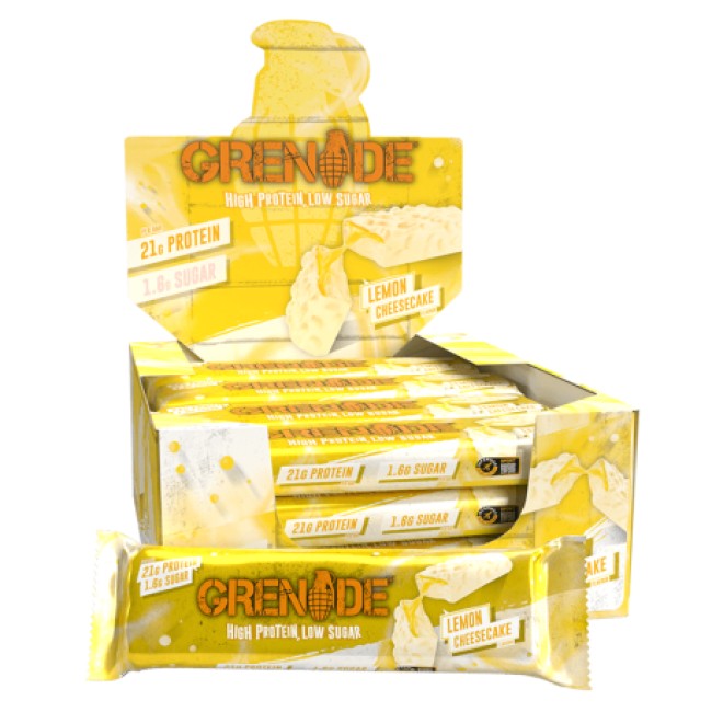 Grenade High Protein, Low Sugar Bar Lemon Cheesecake, Baton Proteic Cu Aroma De Cheesecake De Lamaie, 60 G Grenade High Protein, Low Sugar Bar Lemon Cheesecake, Baton Proteic Cu Aroma De Cheesecake De Lamaie, 60 G