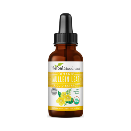 Herbal Goodness Organic Mullein Leaf Liquid Extract, Extract Lichid Organic Din Frunze De Lumanarica, 30 Ml