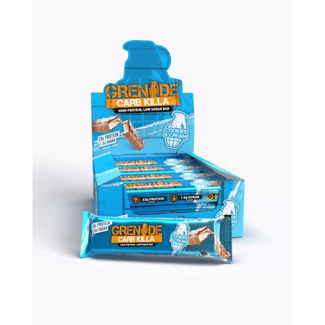 Grenade Carb Killa Cookies & Cream, Baton Proteic Cu Aroma De Biscuiti Si Frisca, 60 G