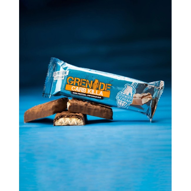 Grenade Carb Killa Cookies & Cream, Baton Proteic Cu Aroma De Biscuiti Si Frisca, 60 G