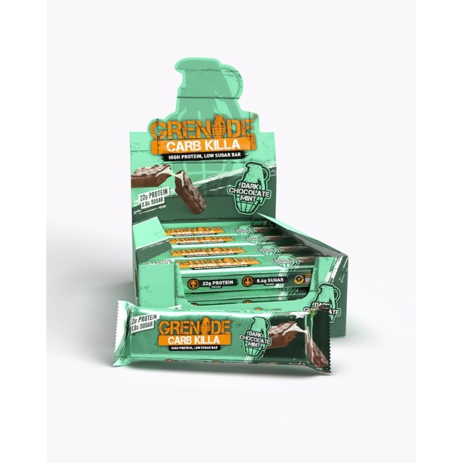 Grenade Carb Killa Dark Chocolate Mint, Baton Proteic Cu Aroma De Ciocolata Neagra Si Menta, 60 G Grenade Carb Killa Dark Chocolate Mint, Baton Proteic Cu Aroma De Ciocolata Neagra Si Menta, 60 G