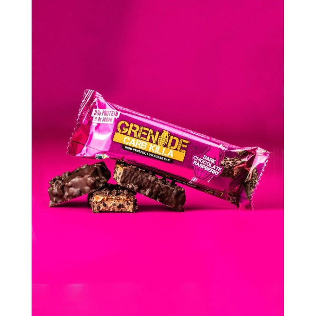 Grenade Carb Killa Protein Bar, Baton Proteic, Cu Aroma De Ciocolata Neagra Si Zmeura, 60g