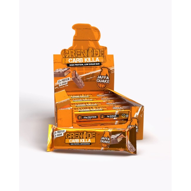 Grenade Carb Killa Jaffa Quake, Baton Proteic Cu Aroma De Ciocolata Si Portocale, 60 G Grenade Carb Killa Jaffa Quake, Baton Proteic Cu Aroma De Ciocolata Si Portocale, 60 G
