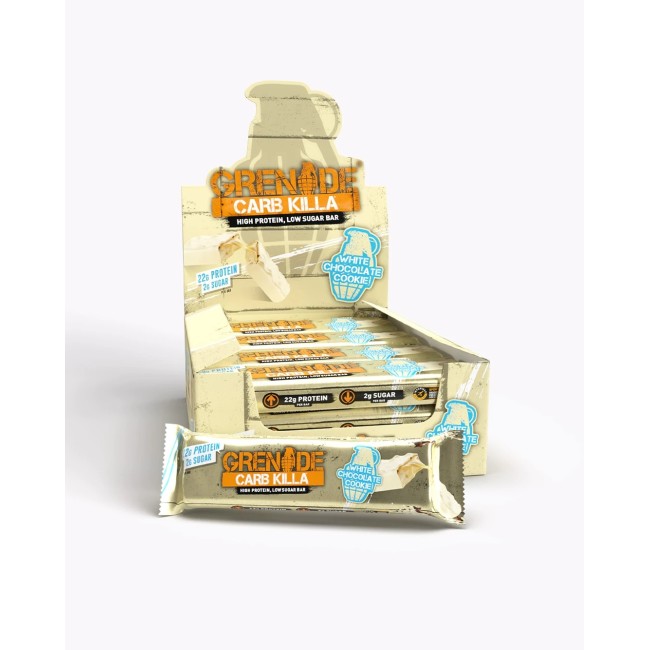 Grenade Carb Killa White Chocolate Cookie, Baton Proteic Cu Aroma De Biscuit Si Ciocolata Alba, 60 G Grenade Carb Killa White Chocolate Cookie, Baton Proteic Cu Aroma De Biscuit Si Ciocolata Alba, 60 G