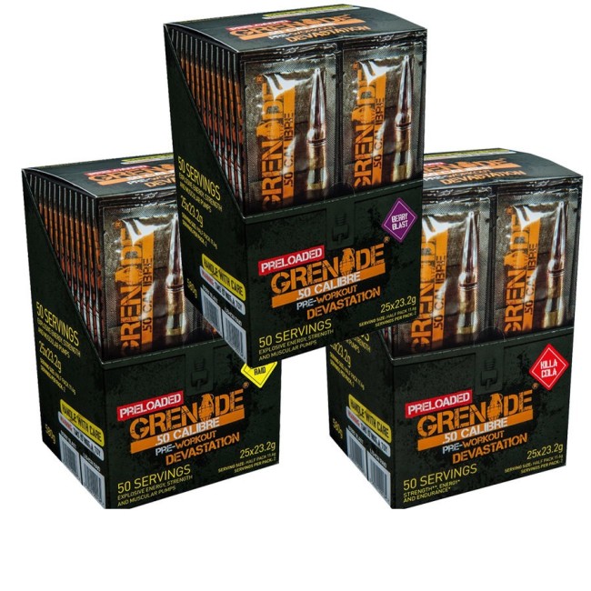 Grenade .50 Calibre Preloaded Pre Workout, Cu Aroma De Fructe De Padure, 23.2 G Grenade .50 Calibre Preloaded Pre Workout, Cu Aroma De Fructe De Padure, 23.2 G