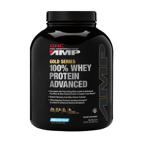 Gnc Amp Gold Series 100% Whey Protein Advanced, Proteina Din Zer, Cu Aroma De  Vanilie, 2227.5 G
