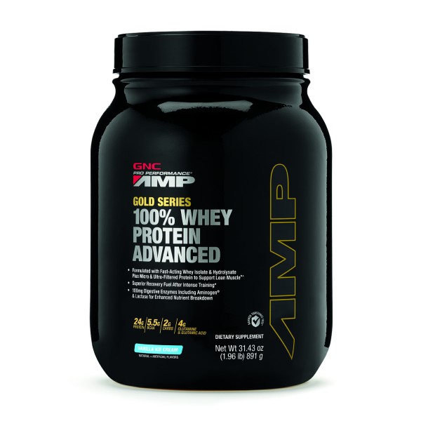 Gnc Amp Gold Series 100% Whey Protein Advanced, Proteina Din Zer, Cu Aroma De Vanilie, 891 G