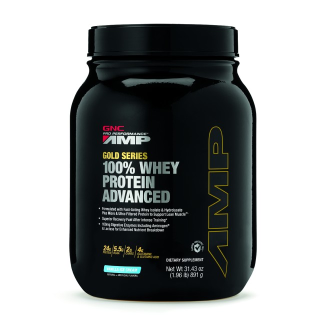 Gnc Amp Gold Series 100% Whey Protein Advanced, Proteina Din Zer, Cu Aroma De Vanilie, 891 G Gnc Amp Gold Series 100% Whey Protein Advanced, Proteina Din Zer, Cu Aroma De Vanilie, 891 G