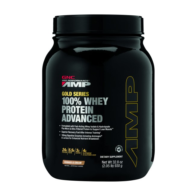 Gnc Amp Gold Series 100% Whey Protein Advanced, Proteina Din Zer, Cu Aroma De Biscuiti Si Frisca, 930 G Gnc Amp Gold Series 100% Whey Protein Advanced, Proteina Din Zer, Cu Aroma De Biscuiti Si Frisca, 930 G
