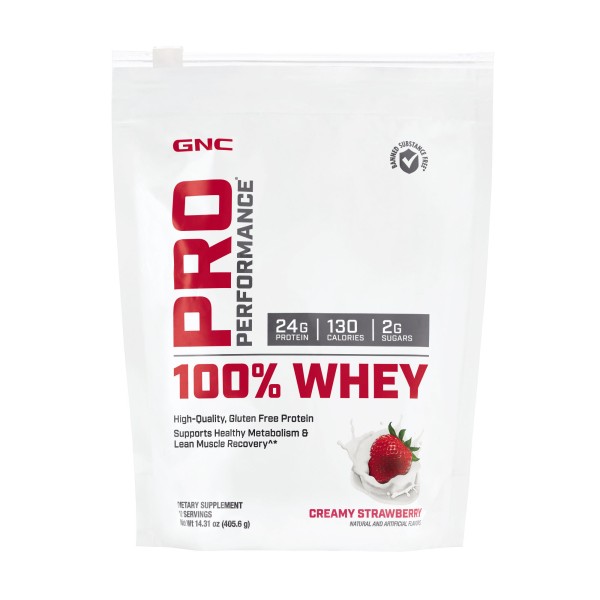 Gnc Pro Performance 100% Whey, Proteina Din Zer, Cu Aroma De Capsuni, 405.6g
