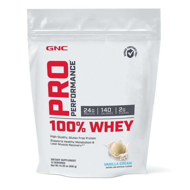 Gnc Pro Performance 100% Whey, Proteina Din Zer, Cu Aroma De Vanilie, 408g Gnc Pro Performance 100% Whey, Proteina Din Zer, Cu Aroma De Vanilie, 408g