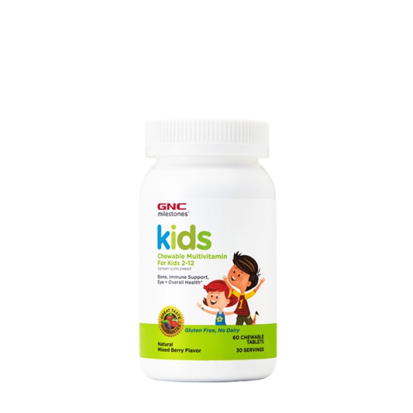 Gnc Milestones Kids Chewable Multivitamin, Multivitamine Pentru Copii 2-12 Ani, Cu Aroma Naturala De Fructe De Padure, 60 Tb