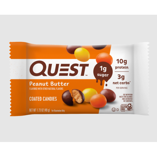 Quest Chocolatey Peanut Butter Coated Candies, Bomboane Proteice Cu Aroma De Unt De Arahide, 49g Quest Chocolatey Peanut Butter Coated Candies, Bomboane Proteice Cu Aroma De Unt De Arahide, 49g