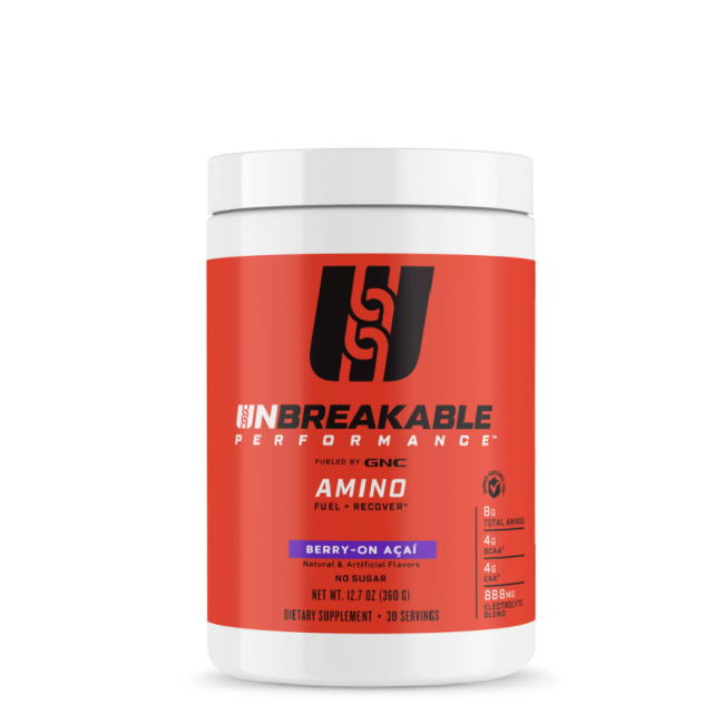 Gnc Unbreakable Performance Amino Cu Aroma De Acai Si Fructe De Padure, 360 G Gnc Unbreakable Performance Amino Cu Aroma De Acai Si Fructe De Padure, 360 G