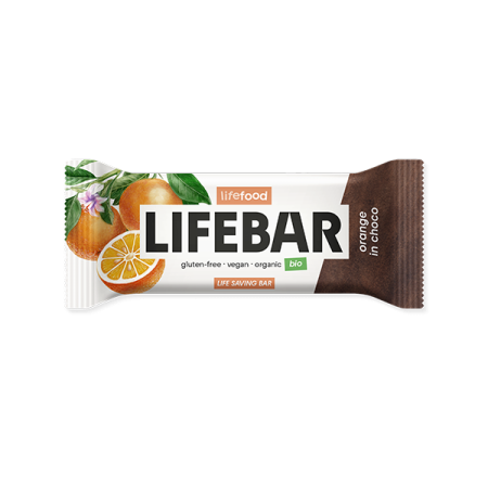 Baton cu portocale in ciocolata raw bio 40g Lifebar