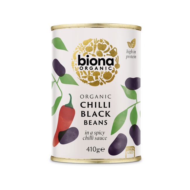 Fasole neagra in sos chilli 410g Biona Fasole neagra in sos chilli 410g Biona