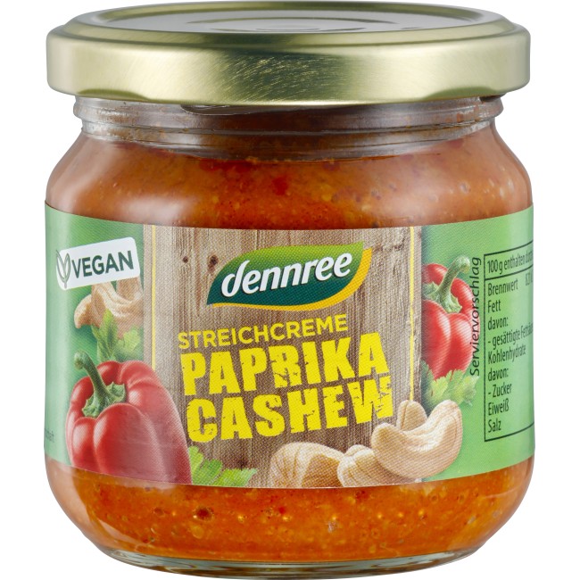 Crema tartinabila cu ardei rosu si caju bio 180g Dennree Crema tartinabila cu ardei rosu si caju bio 180g Dennree