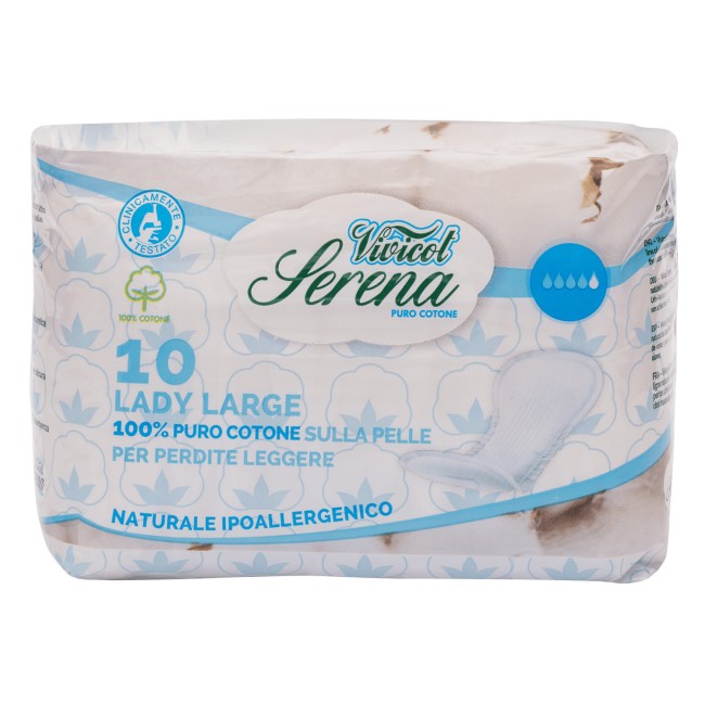 Absorbante din bumbac natural, fara aripioare - Lungi - 4 picaturi (10buc) - VIVICOT Serena Lady