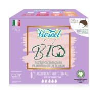 Absorbante de noapte din bumbac bio, hipoalergenic, compostabil (10 buc) - VIVICOT BIO