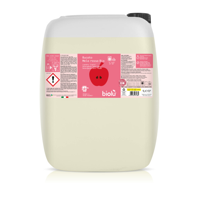 Detergent lichid pentru rufe albe si colorate cu mere rosii ecologic 20l Biolu