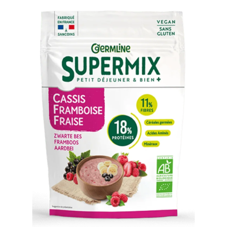 Supermix pentru mic dejun cu coacaze negre, zmeura si capsuni bio 350g Germline