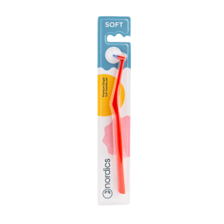 Periuta de dinti Single Tuft - moale - rosu Nordics Periuta de dinti Single Tuft - moale - rosu Nordics