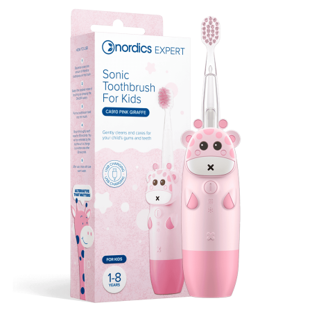 Periuta de dinti electrica pentru copii 1-8 ani - roz, Nordics Periuta de dinti electrica pentru copii 1-8 ani - roz, Nordics