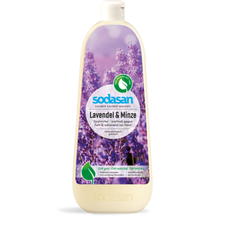 Detergent vase lichid bio lavanda si menta 1L Sodasan