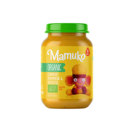 Piure de morcovi, dovleac si cartofi, bio, 190g, Mamuko Piure de morcovi, dovleac si cartofi, bio, 190g, Mamuko