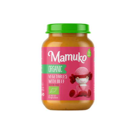 Piure de legume cu vita, bio, 190g, Mamuko Piure de legume cu vita, bio, 190g, Mamuko