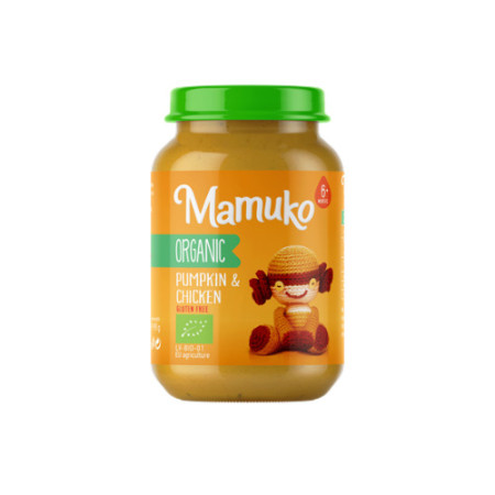Piure de dovleac cu pui, bio, 190g, Mamuko Piure de dovleac cu pui, bio, 190g, Mamuko