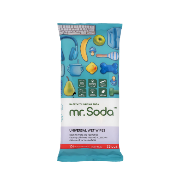 Servetele umede universale cu bicarbonat de sodiu 25 bucati Mr. Soda Servetele umede universale cu bicarbonat de sodiu 25 bucati Mr. Soda