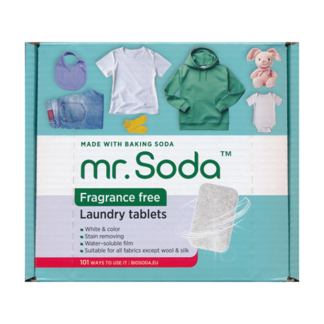 Tablete pentru masina de spalat rufe cu bicarbonat de sodiu 30 bucati x 25g Mr. Soda Tablete pentru masina de spalat rufe cu bicarbonat de sodiu 30 bucati x 25g Mr. Soda