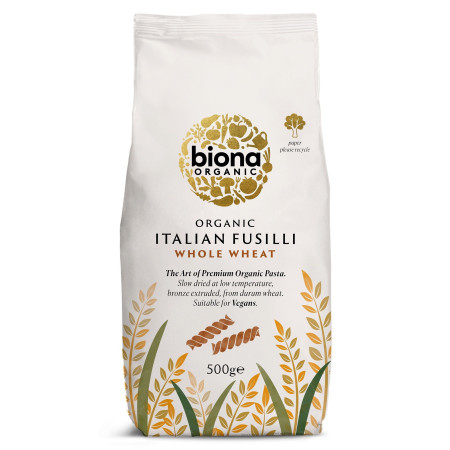 Fusilli din grau integral eco 500g Biona Fusilli din grau integral eco 500g Biona