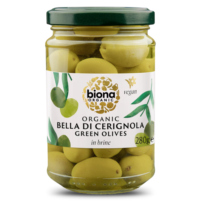 Masline verzi bella di cerignola in saramura bio 280g Biona Masline verzi bella di cerignola in saramura bio 280g Biona