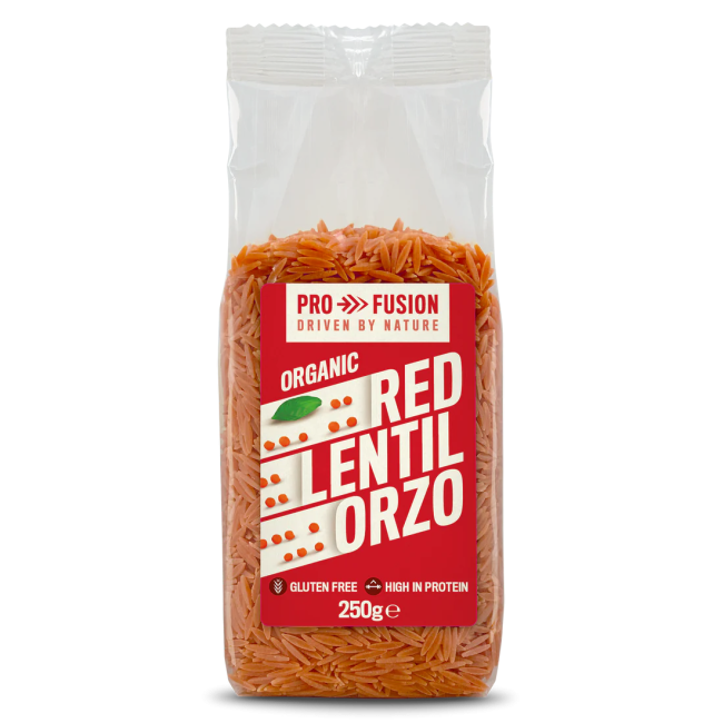 Paste orzo din linte rosie bio 250g Profusion Paste orzo din linte rosie bio 250g Profusion